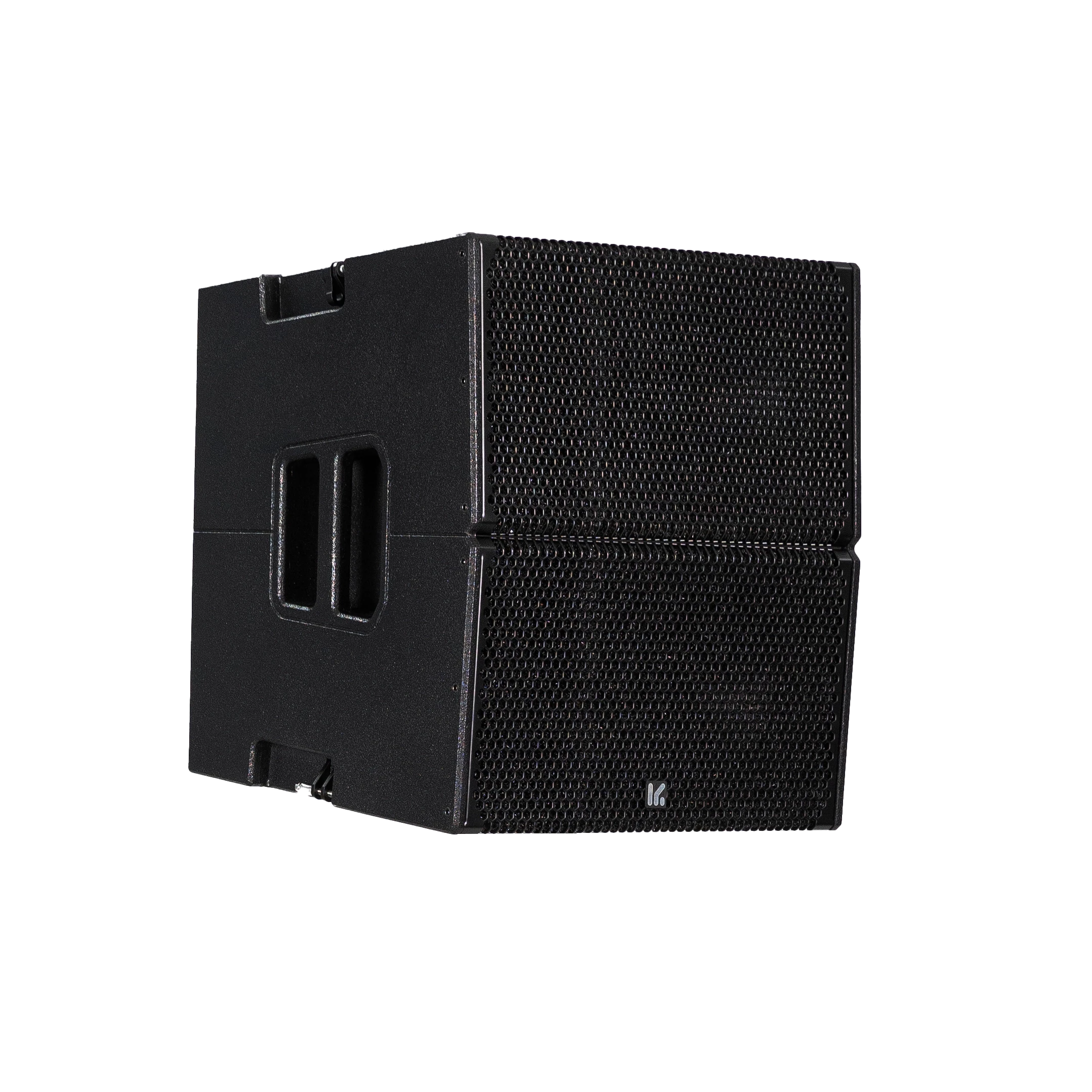 Pareja de módulos line array activos D2-P en vista de tres cuartos